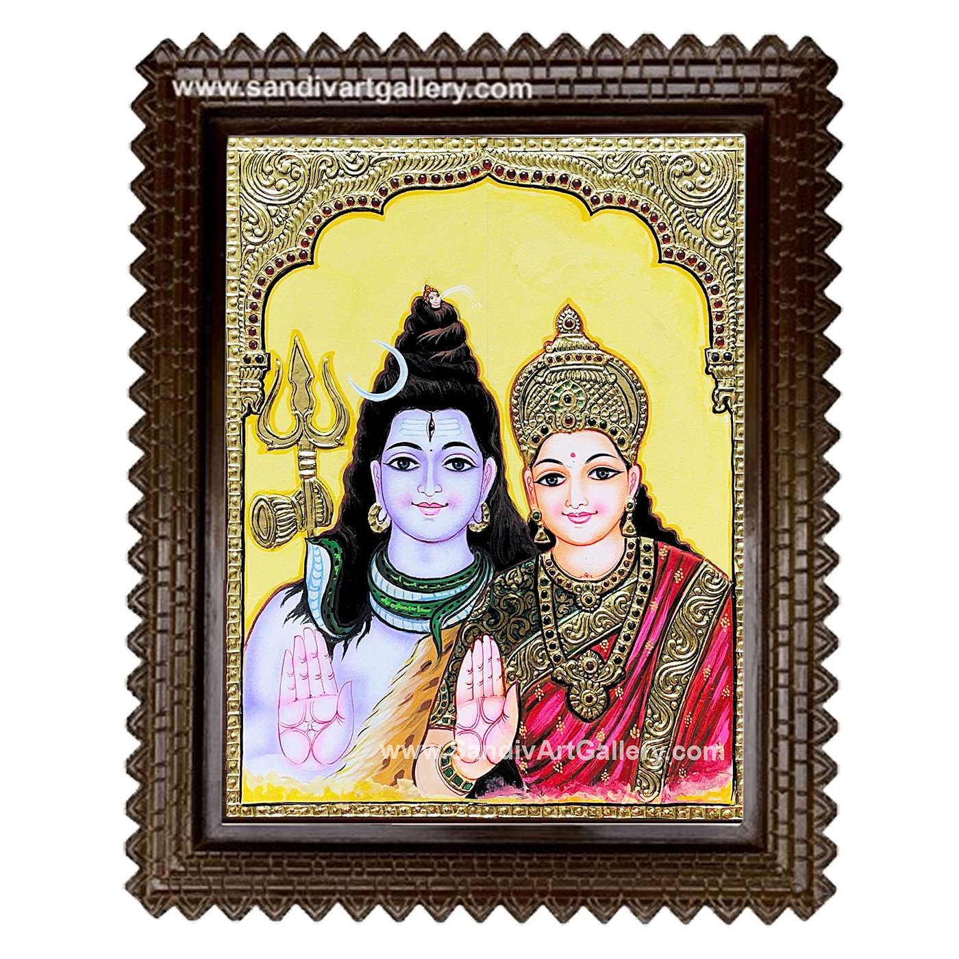Shiva Parvathi Tanjore Painting 2