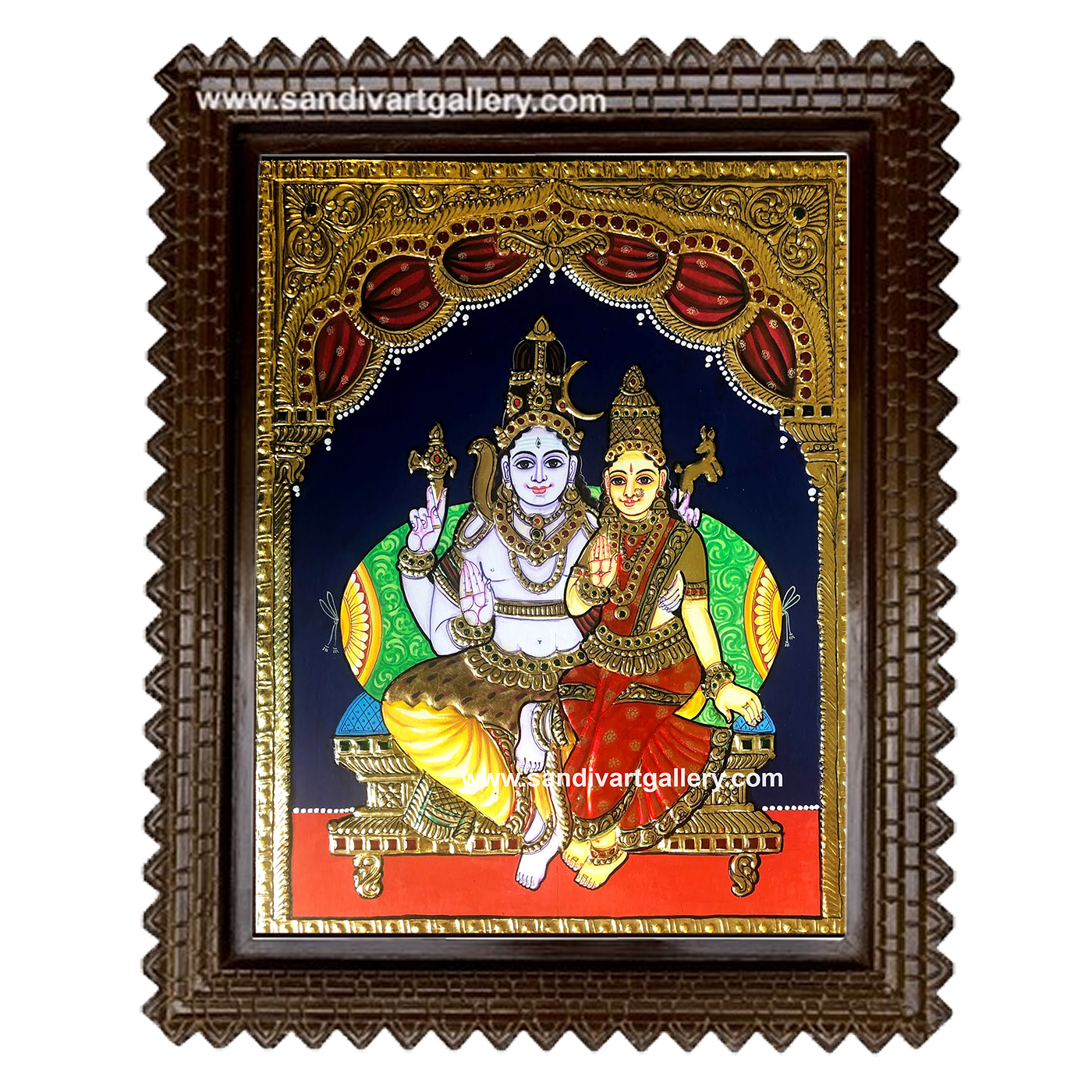 Shiva Parvati Tanjore Painting 6