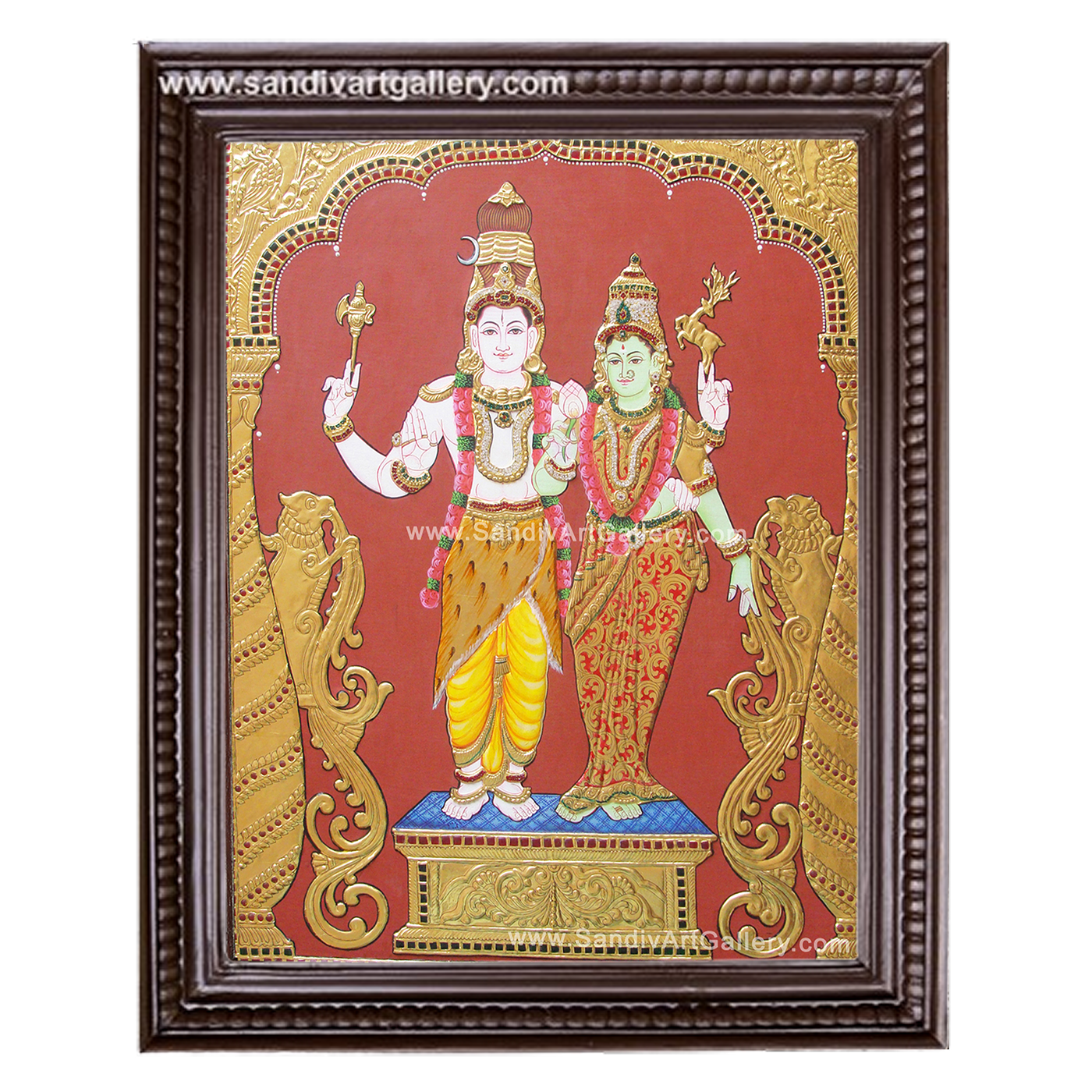 Shivan Parvati Tanjore Painting