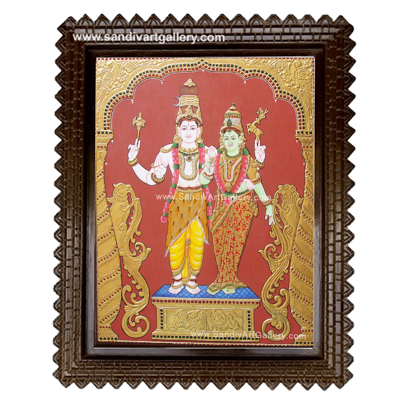 Shivan Parvati Tanjore Painting