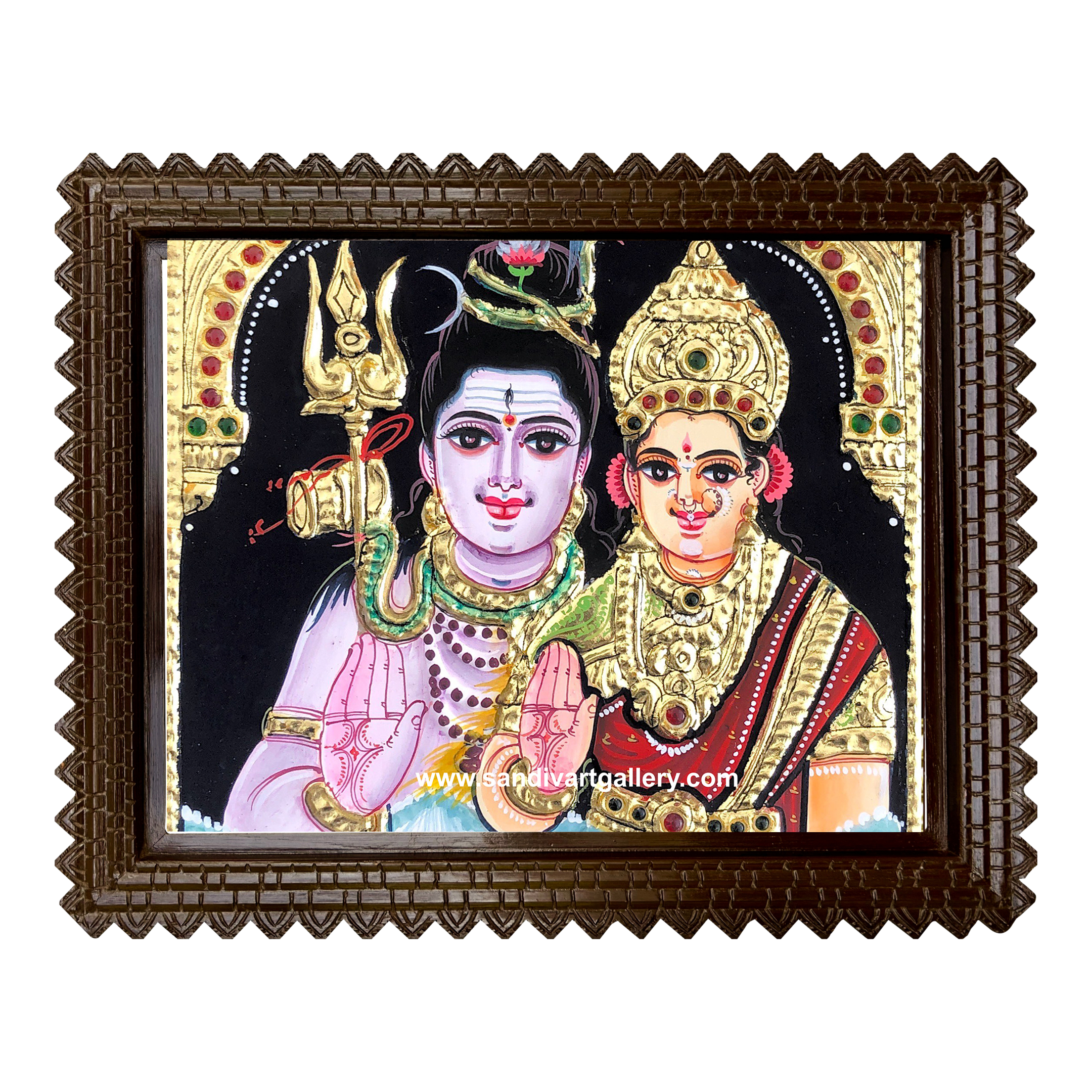 Shiva Parvathi Devi Tanjore Painting 1