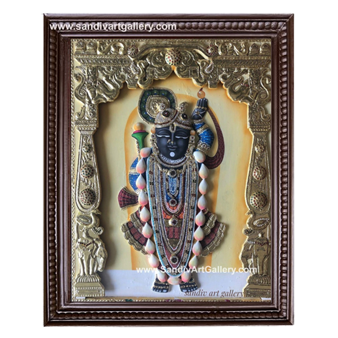 Lord Shrinathji Nathdwara 3D Embossed Tanjore Painting