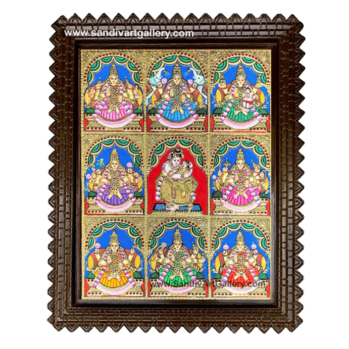 Ashtalakshmi with Radha Krishna Tanjore Painting