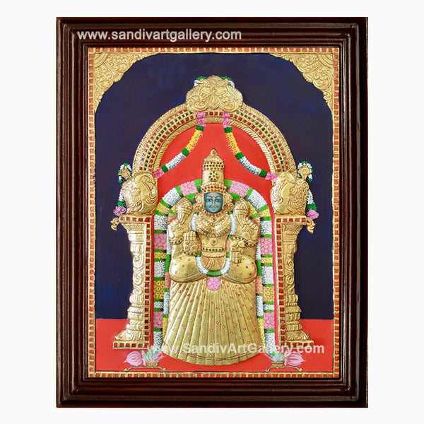 Padmavathi Thayar Semi Embossed Tanjore Painting