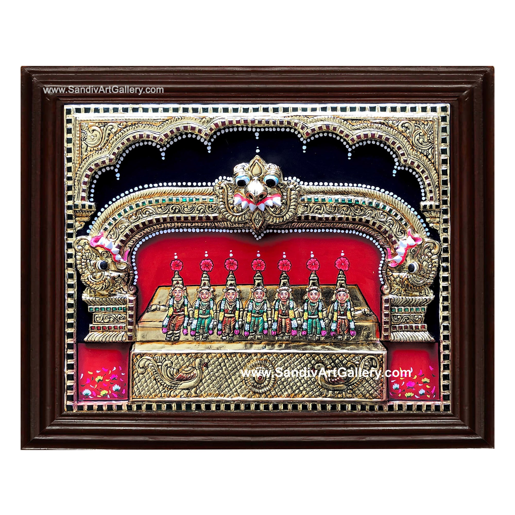 Saptha Kannigal 3D Embossed Tanjore Painting