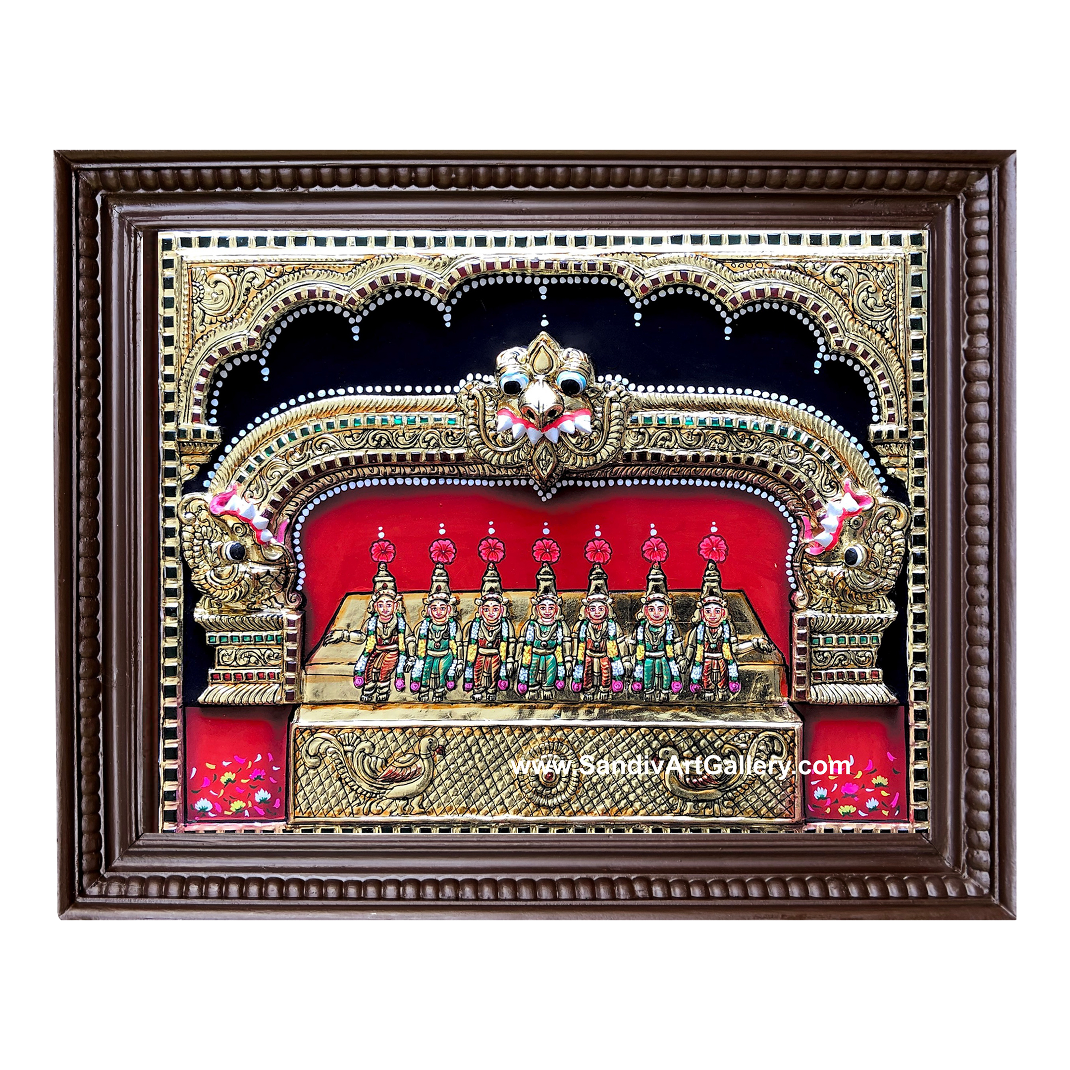 Saptha Kannigal 3D Embossed Tanjore Painting