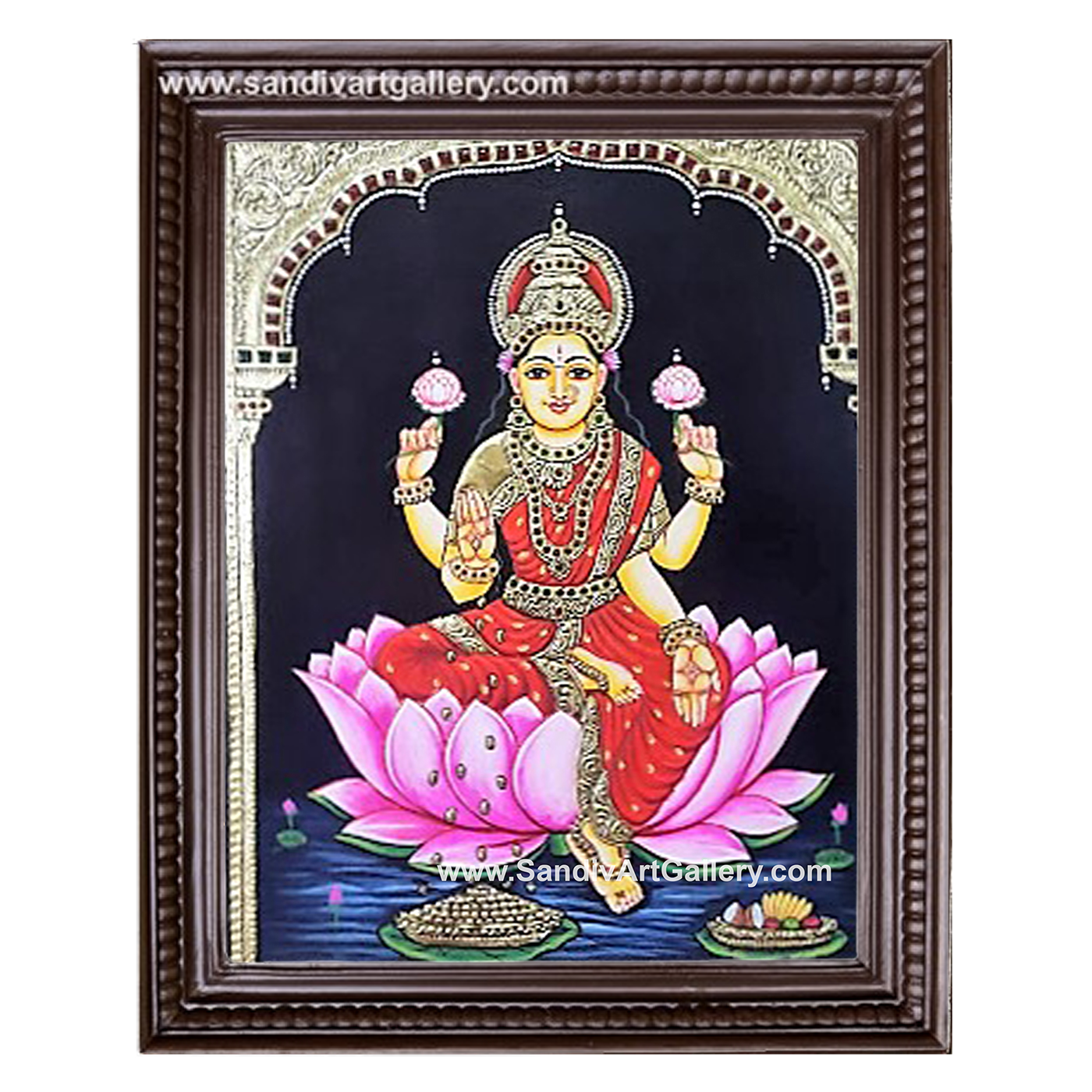 Lakshmi on Lotus Tanjore Painting