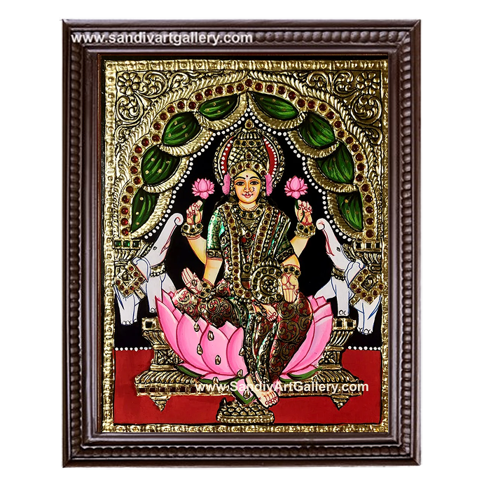 Lakshmi with Elephants Tanjore Painting