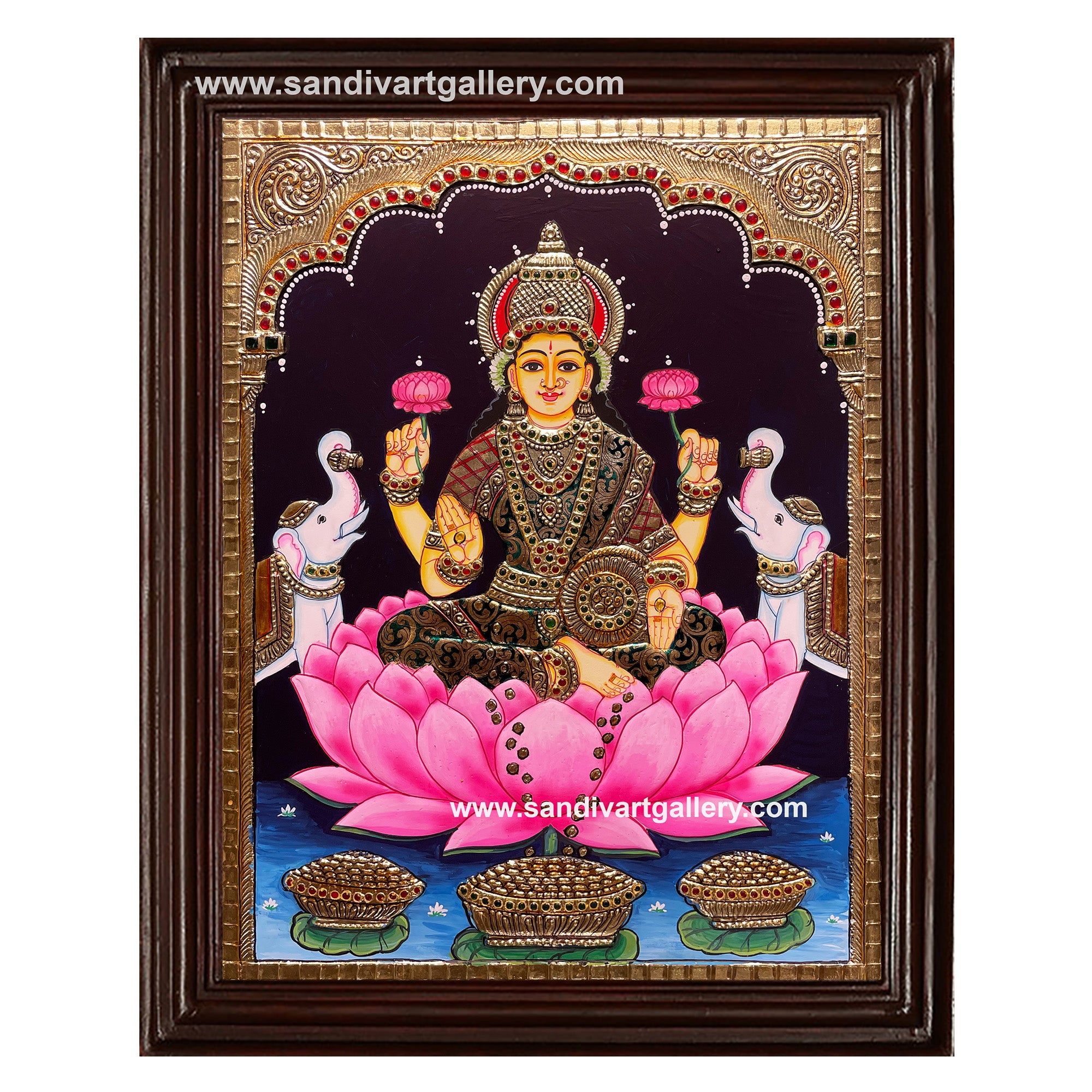Lakshmi with Elephants Tanjore Painting