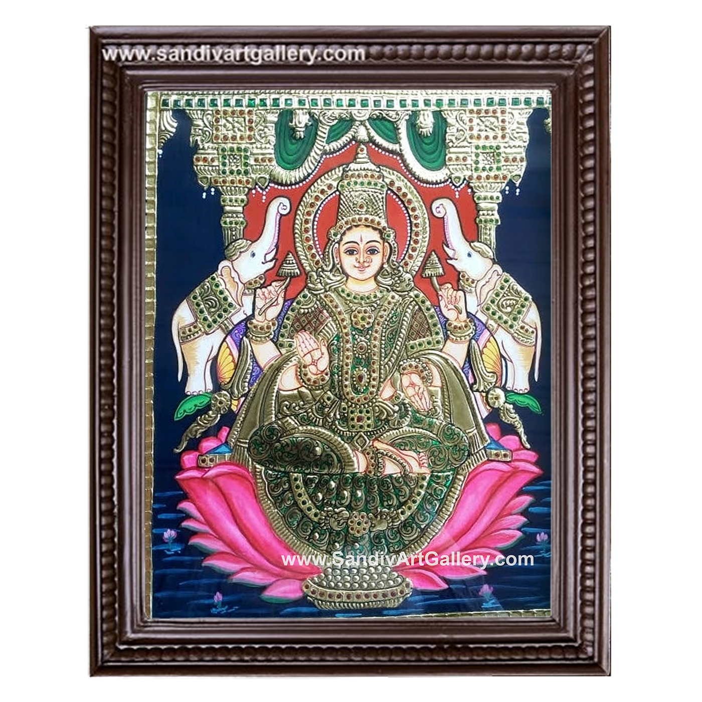 Gaja Lakshmi on Lotus Tanjore Painting