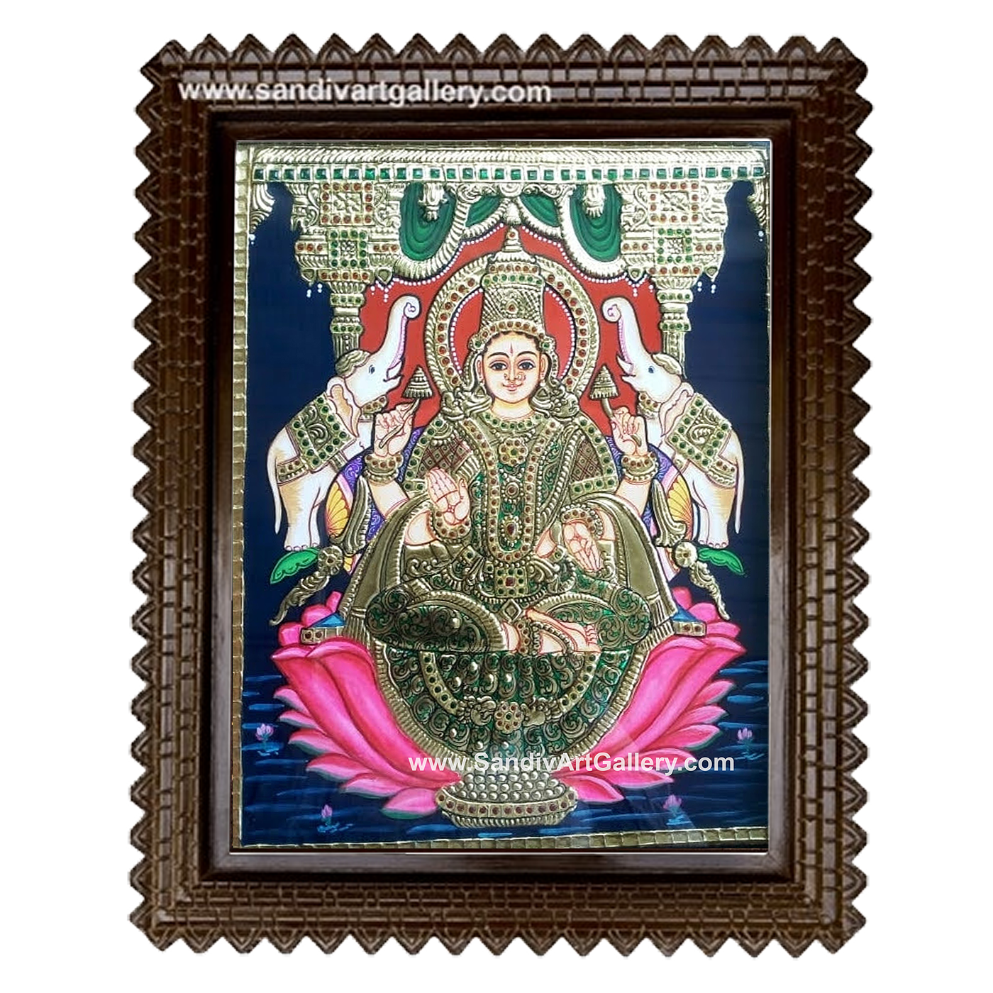 Gaja Lakshmi on Lotus Tanjore Painting