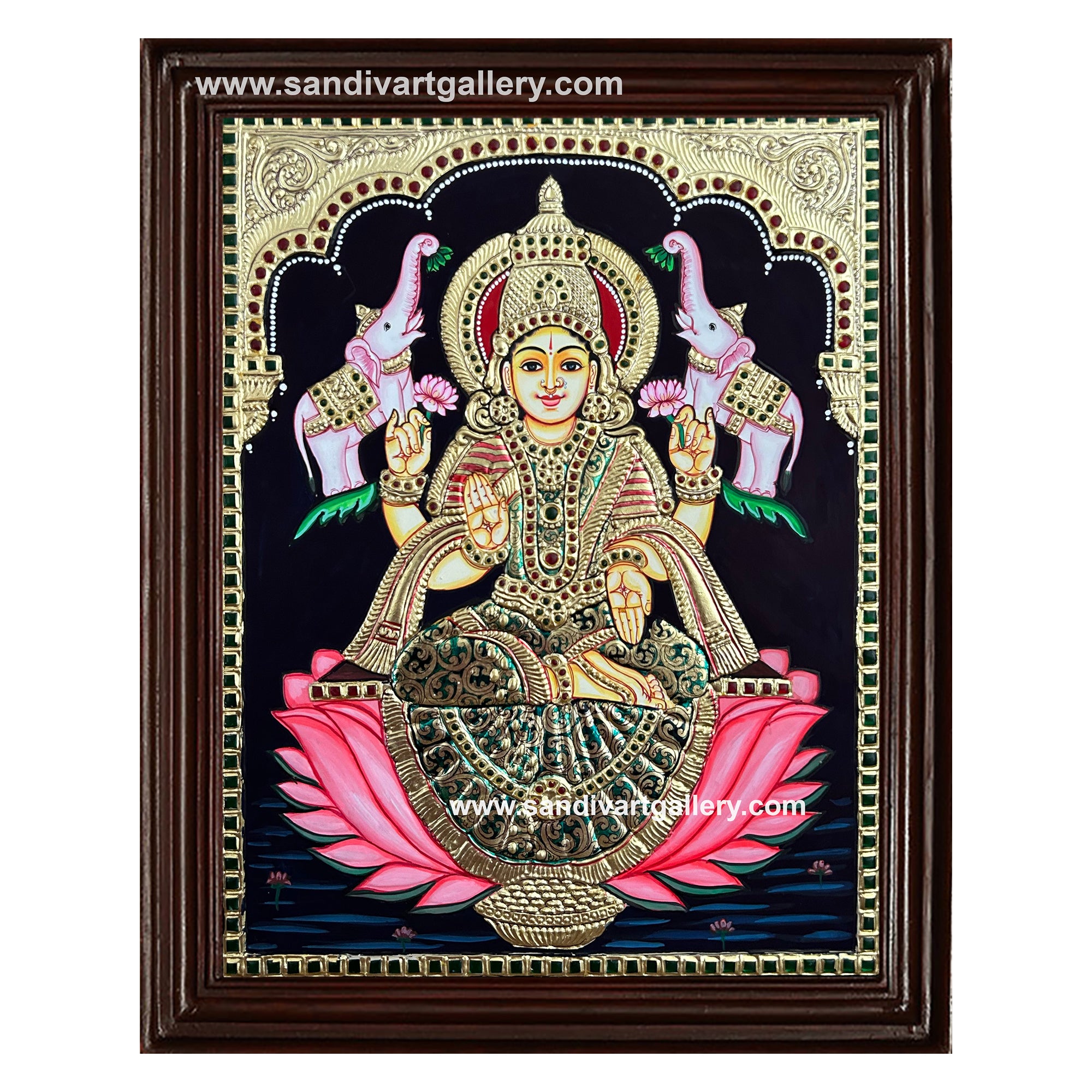 Gaja Lakshmi on Lotus Tanjore Painting