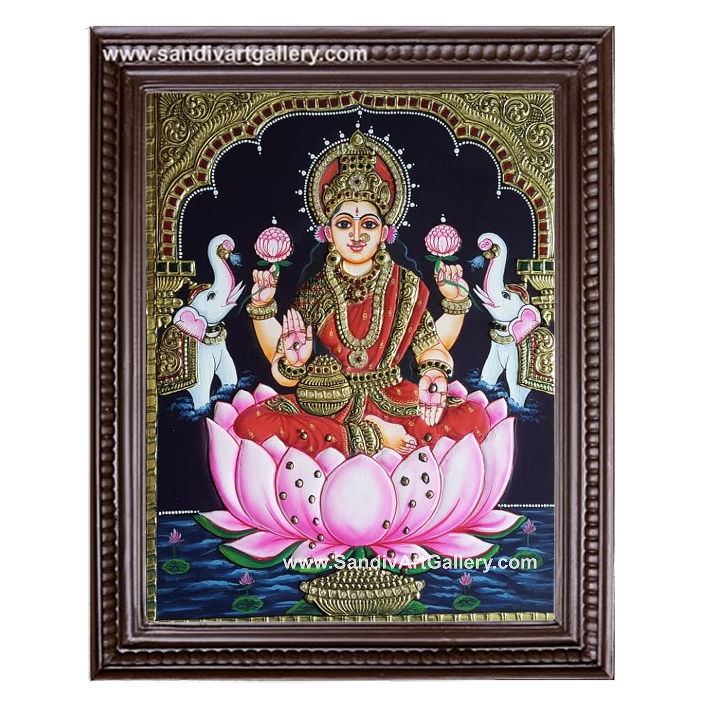 Ghaja Lakshmi on Lotus Tanjore Painting