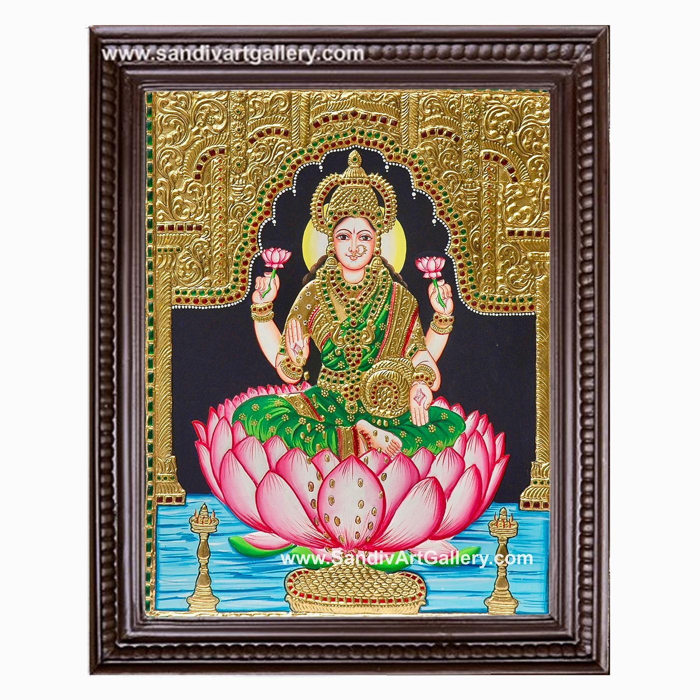 Lotus Lakshmi Tanjore Painting