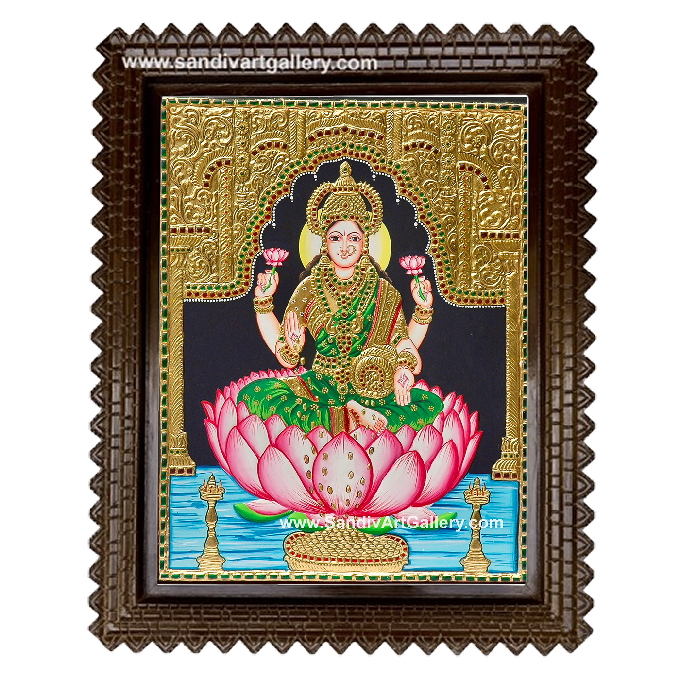 Lotus Lakshmi Tanjore Painting