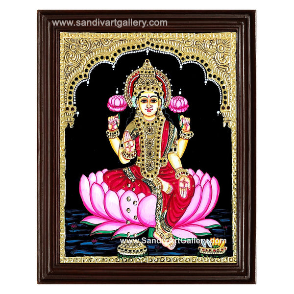 Lakshmi on Lotus Tanjore Painting5