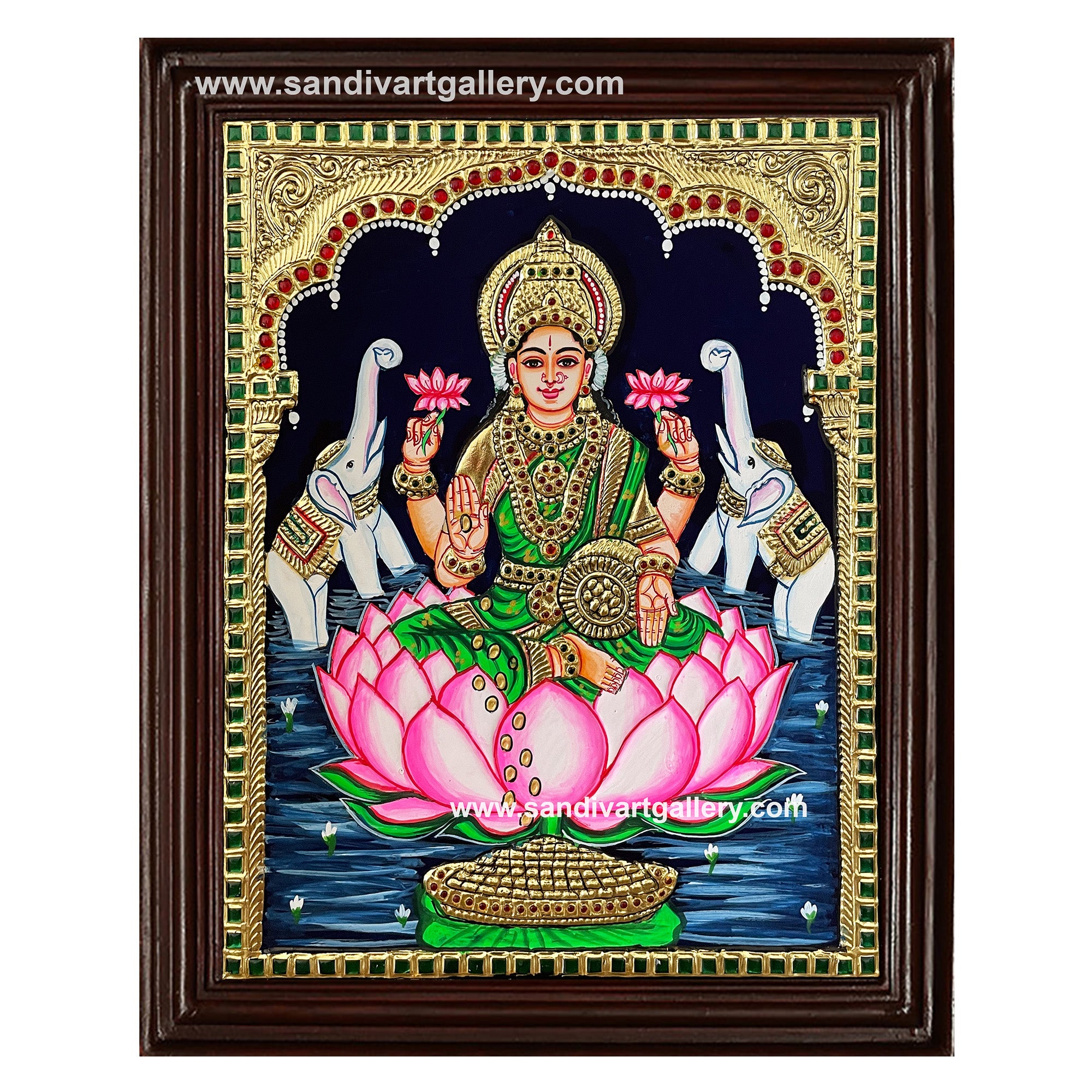 Lakshmi on lotus Tanjore Painting