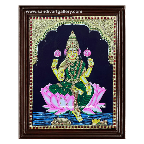 Lakshmi on lotus Tanjore Painting
