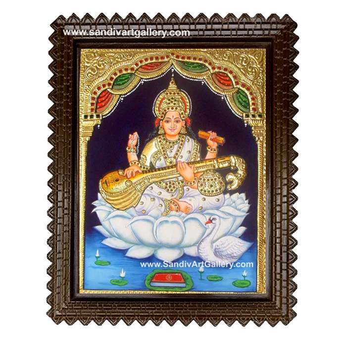 Saraswati Maa Tanjore Painting 2