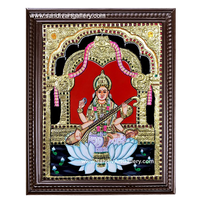 Saraswathi Mata Tanjore Painting 5