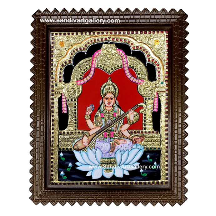 Saraswathi Mata Tanjore Painting 5