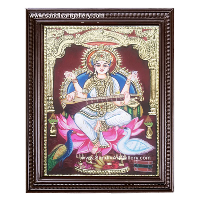 Saraswathi Devi Tanjore Painting 6
