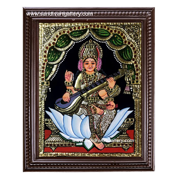 Thamarai Saraswathi Tanjore Painting