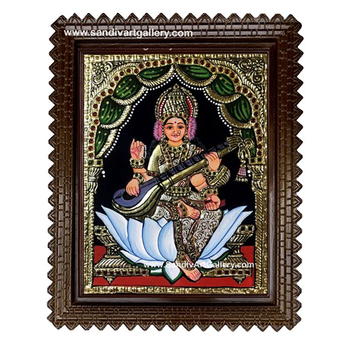 Thamarai Saraswathi Tanjore Painting
