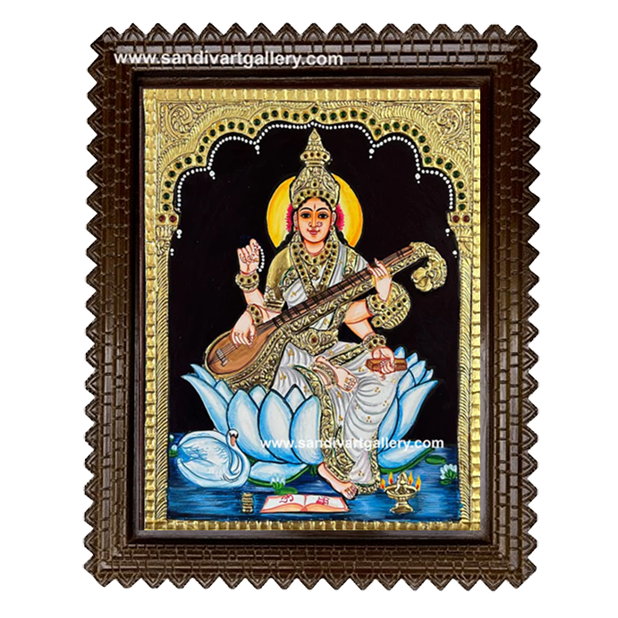 Goddess Saraswathi Tanjore Painting 7