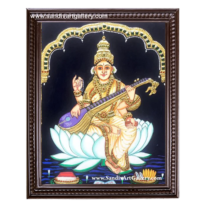 Saraswati Devi Tanjore Painting 1