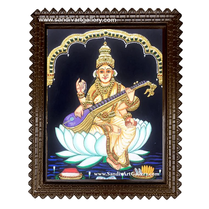 Saraswati Devi Tanjore Painting 1