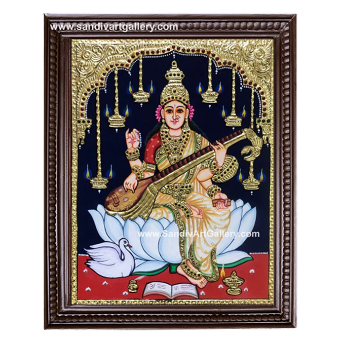 Saraswati Devi Tanjore Painting 2