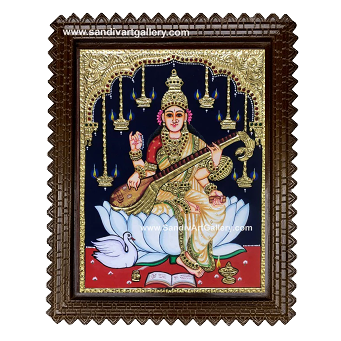 Saraswati Devi Tanjore Painting 2