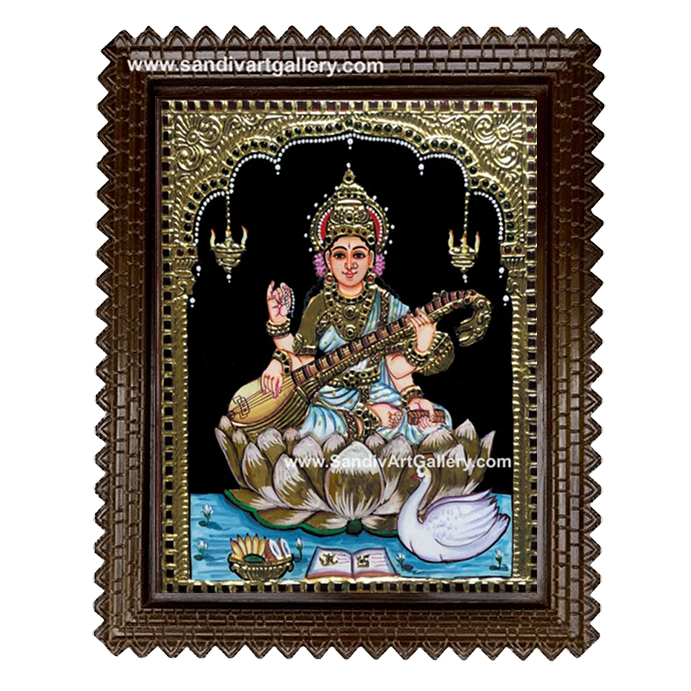 Goddess Saraswathi Tanjore Painting 8