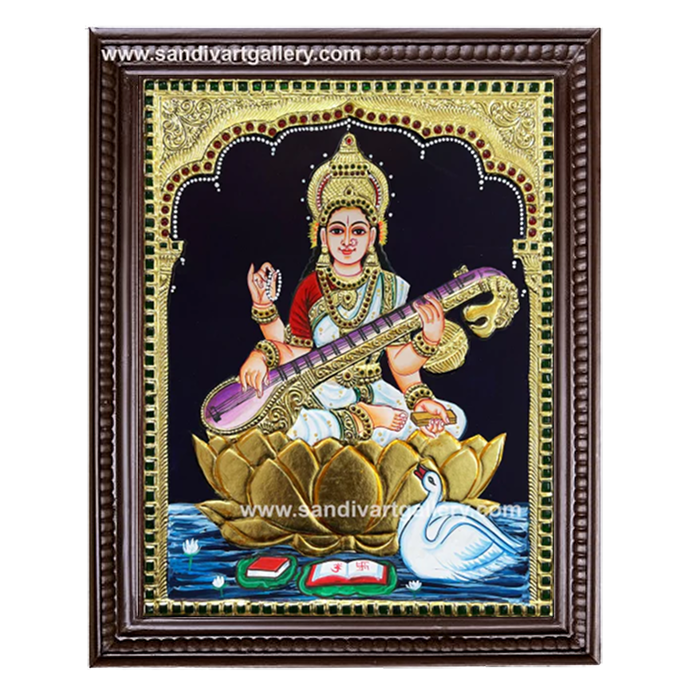 Saraswati Devi Tanjore Painting 3
