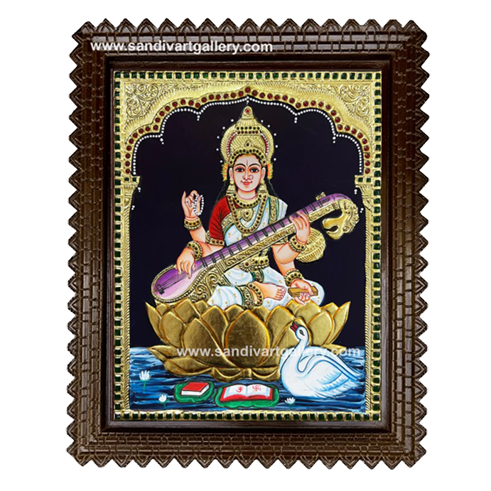 Saraswati Devi Tanjore Painting 3