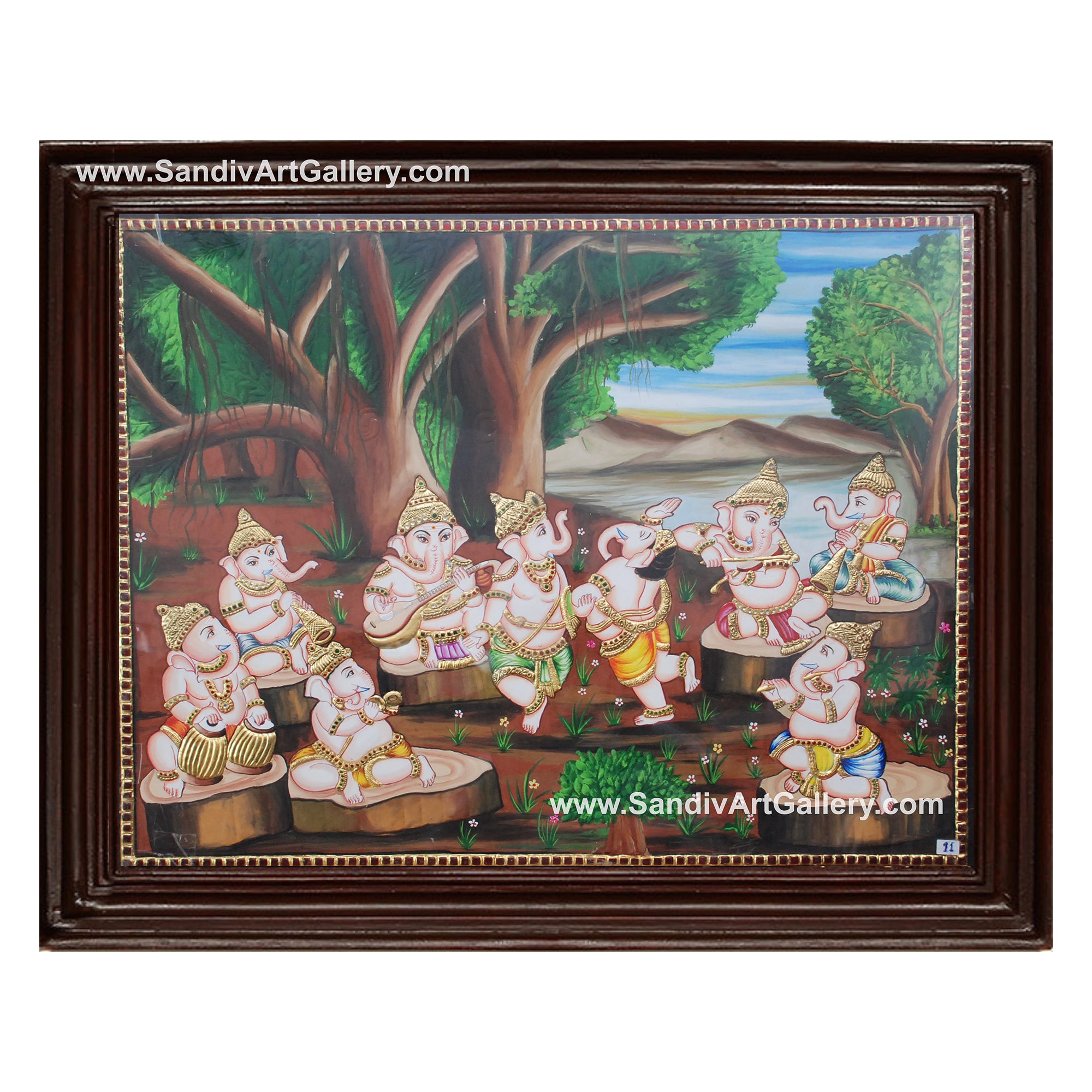 Navasakthi Ganesha Tanjore Painting