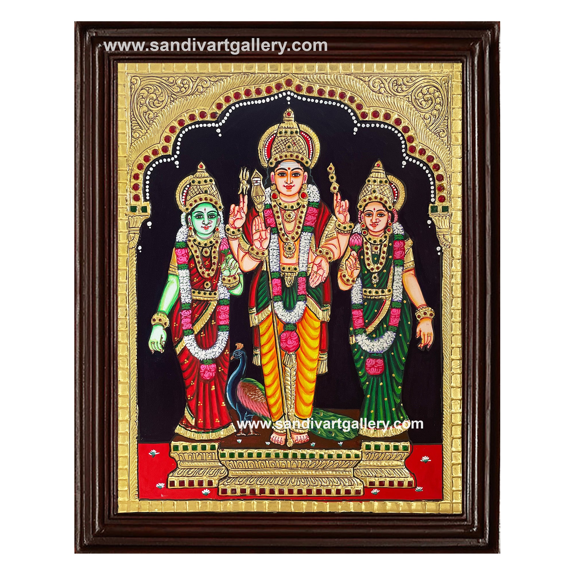 Murugan Valli Deivanai Tanjore Painting