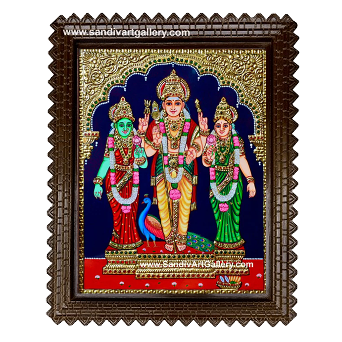 Murugan Valli Deivanai Tanjore Painting