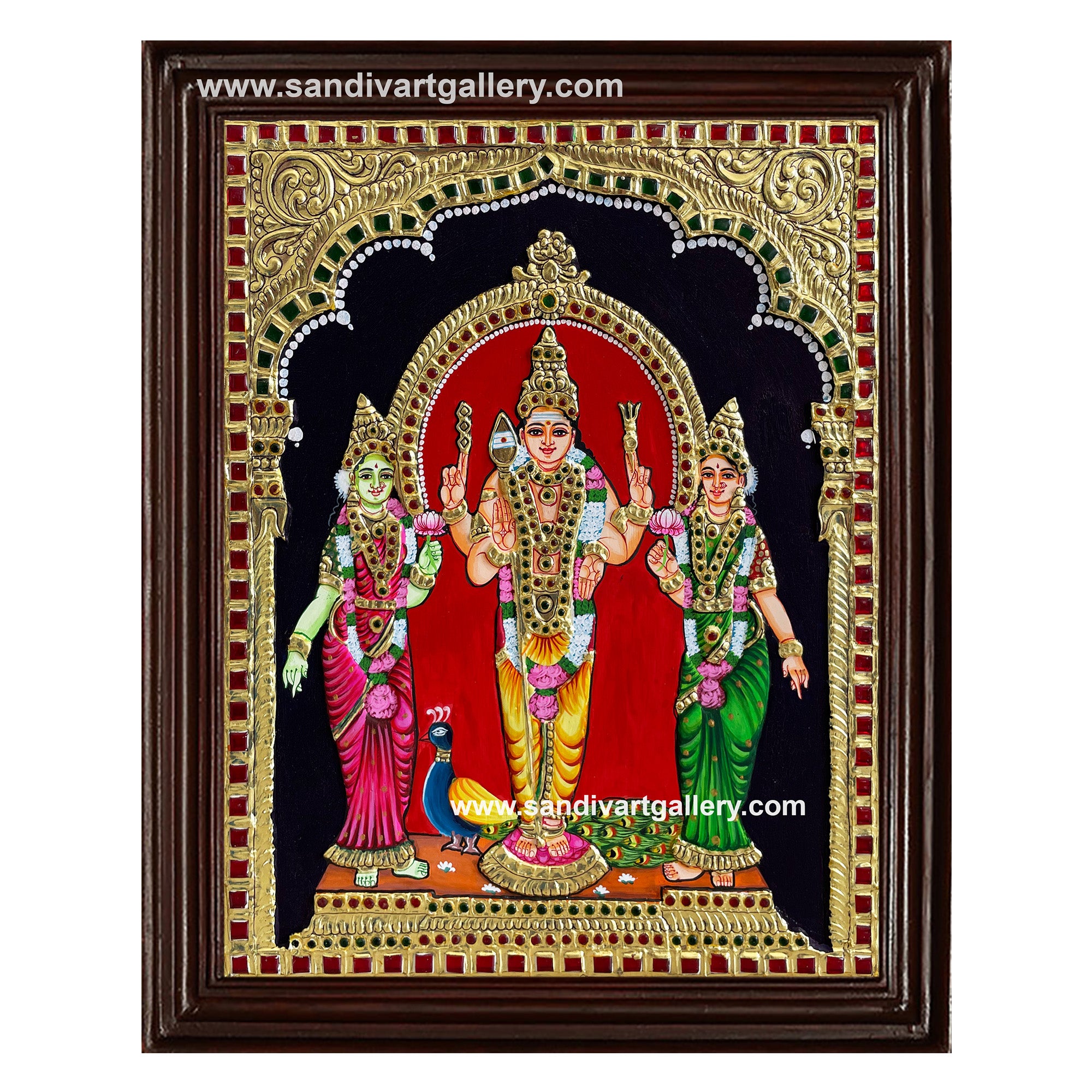 Murugan Valli Deivanai Tanjore Painting 1