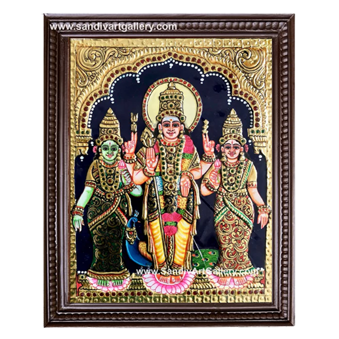 Murugan Valli Deivanai Tanjore Painting 1