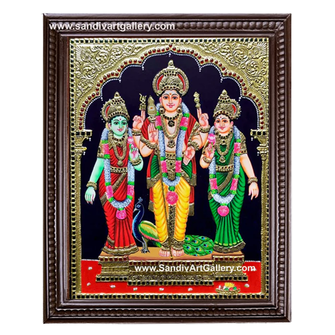 Valli Devasena Subramanya Swamy Tanjore Painting