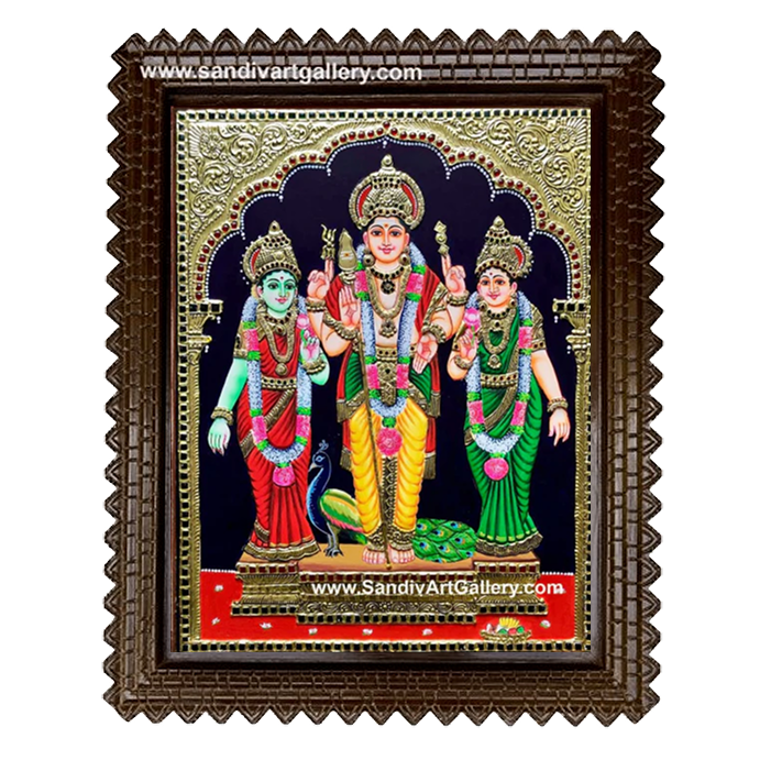 Valli Devasena Subramanya Swamy Tanjore Painting