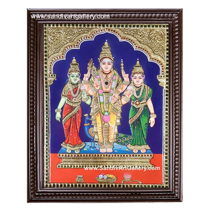 Subramanya Swamy Valli Devasena Tanjore Painting