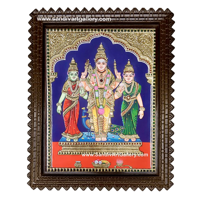Subramanya Swamy Valli Devasena Tanjore Painting