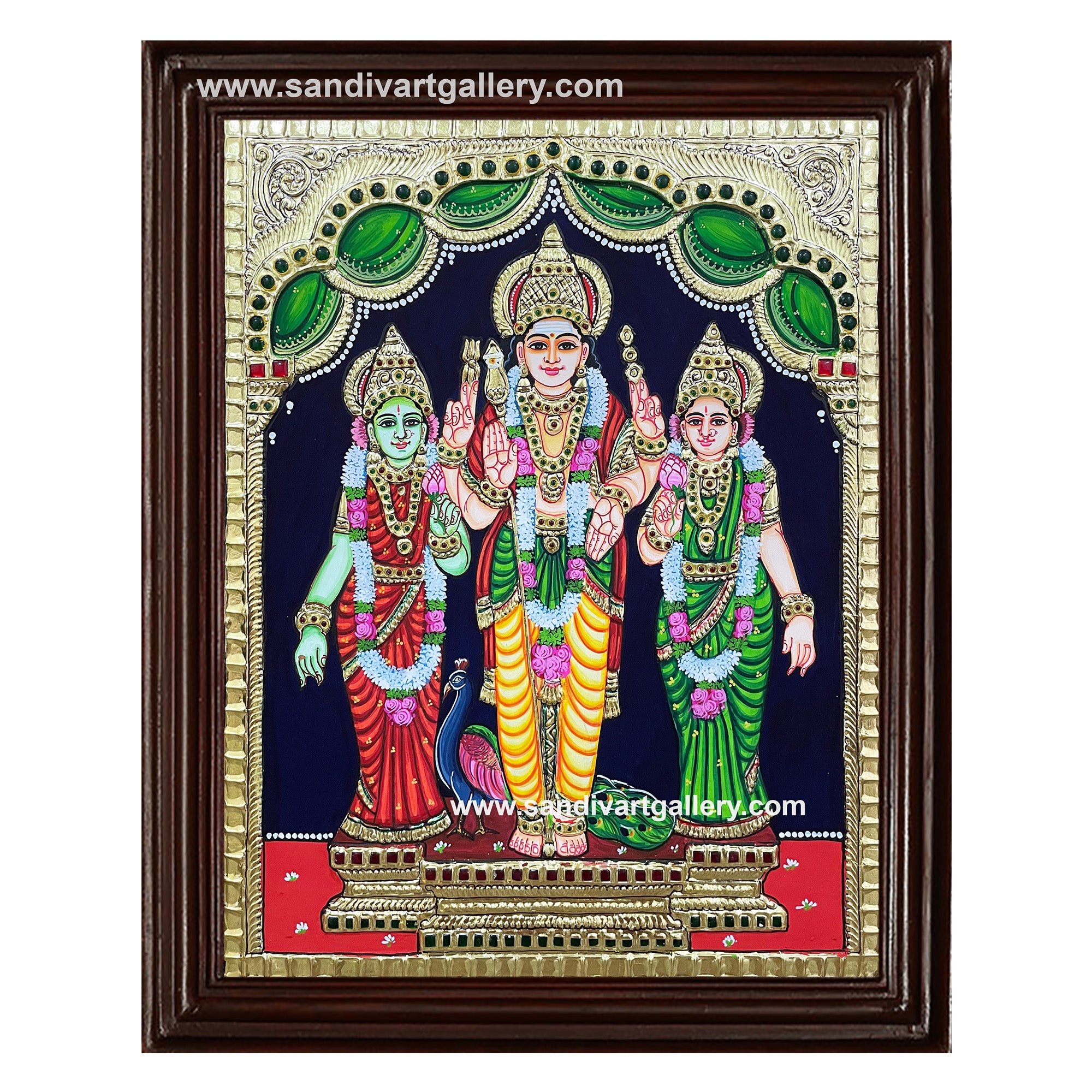 Murugan Valli Deivanai Tanjore Painting 2