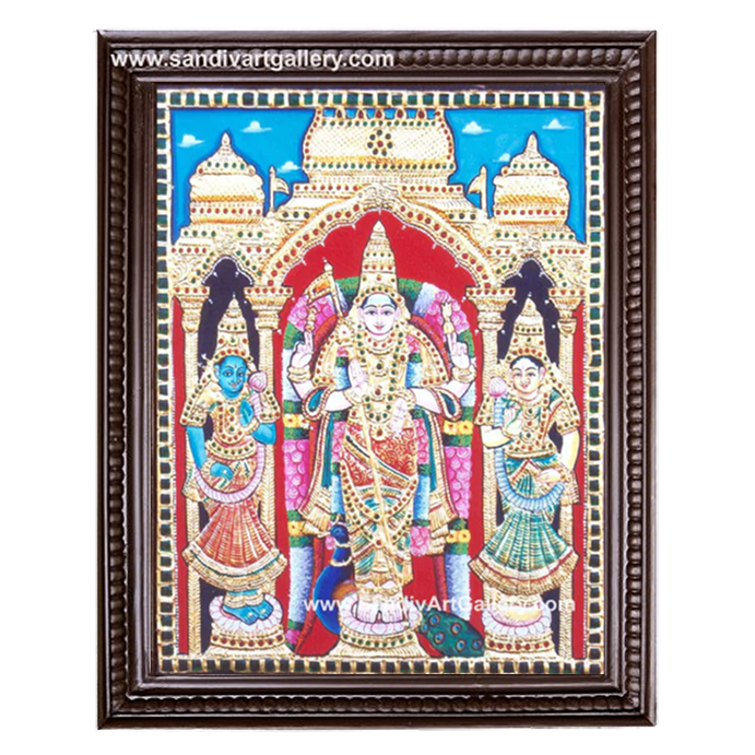 Murugan Valli Deivanai Tanjore Painting 2