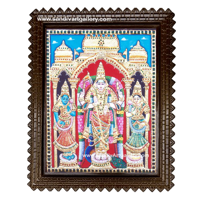 Murugan Valli Deivanai Tanjore Painting 2
