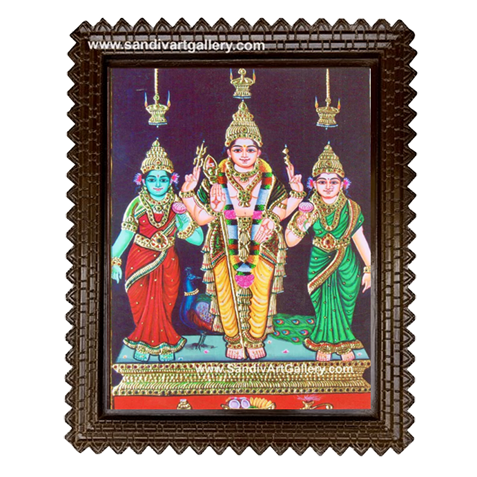 Murugan Valli Deivanai Tanjore Painting 3