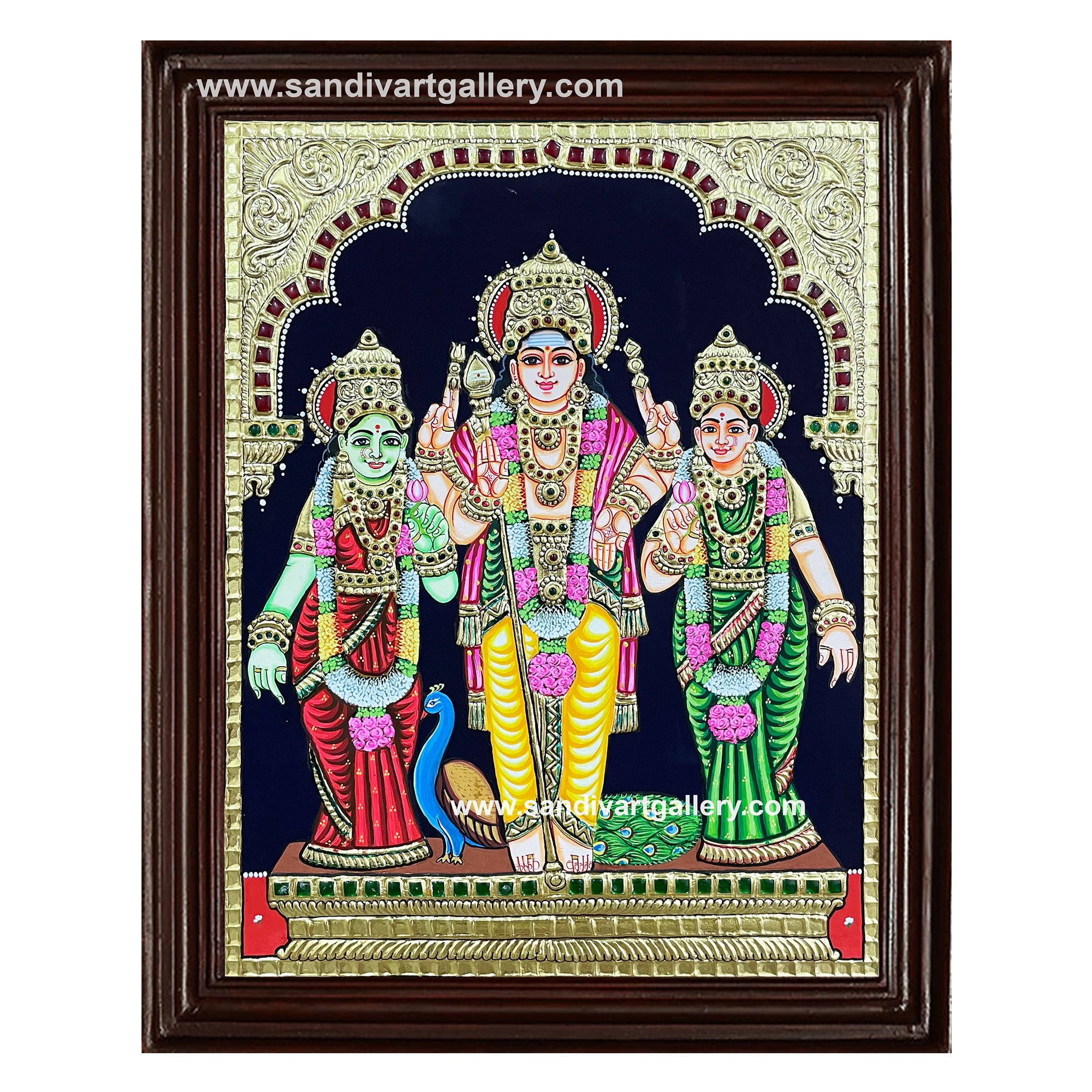Murugar Valli Deivanai Tanjore Painting
